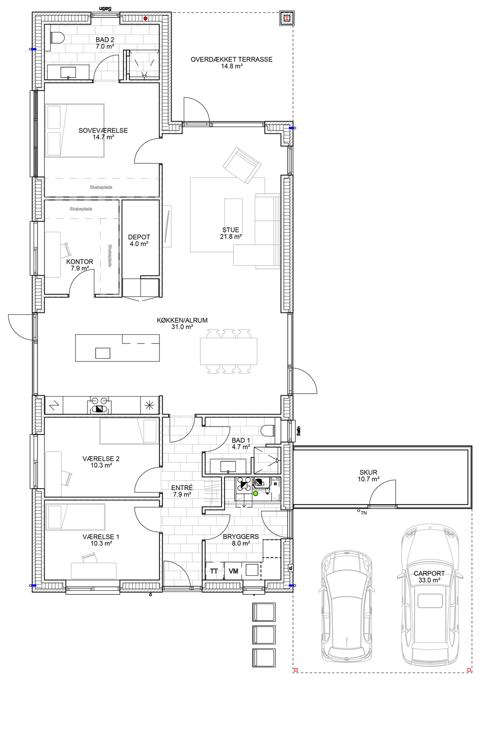 00 Plantegning Laengehus 155 Nr1