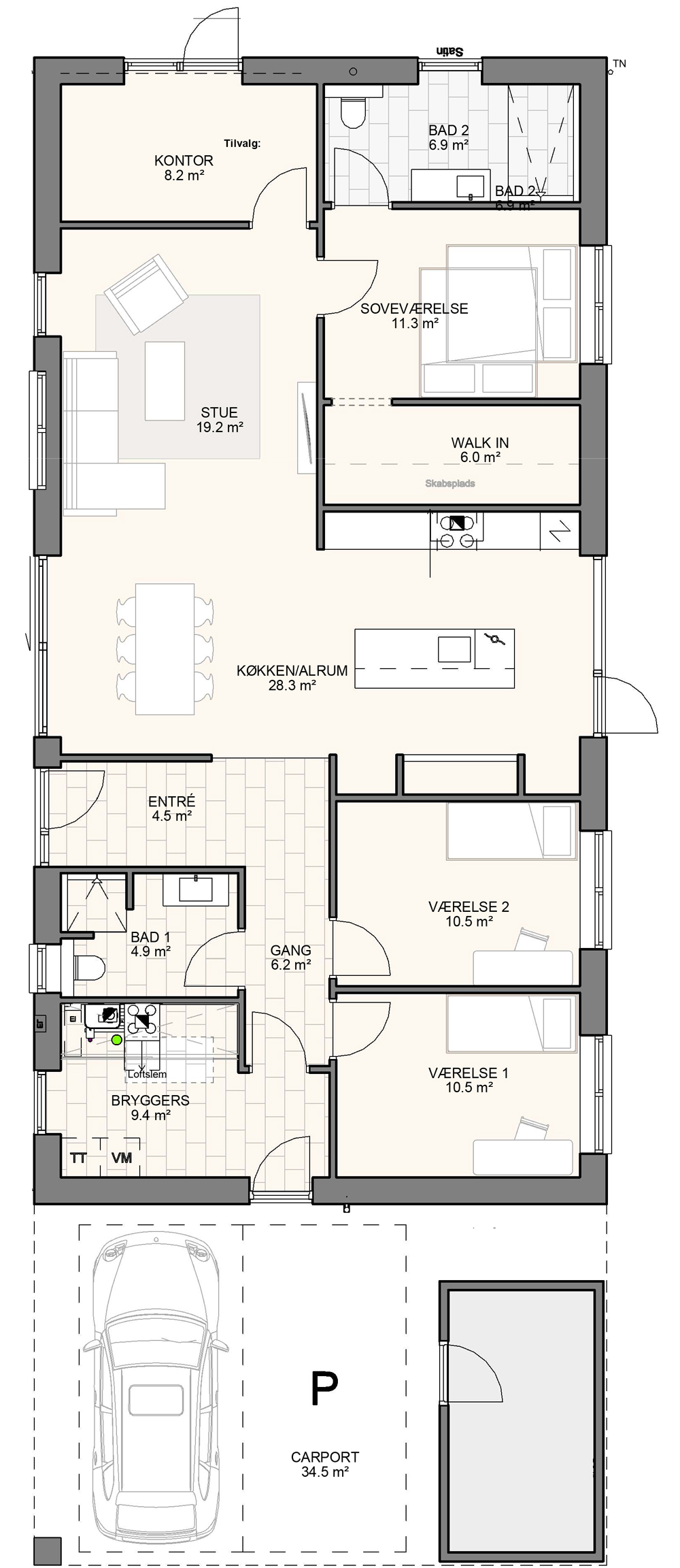 00 Plantegning Laengehus 153M2
